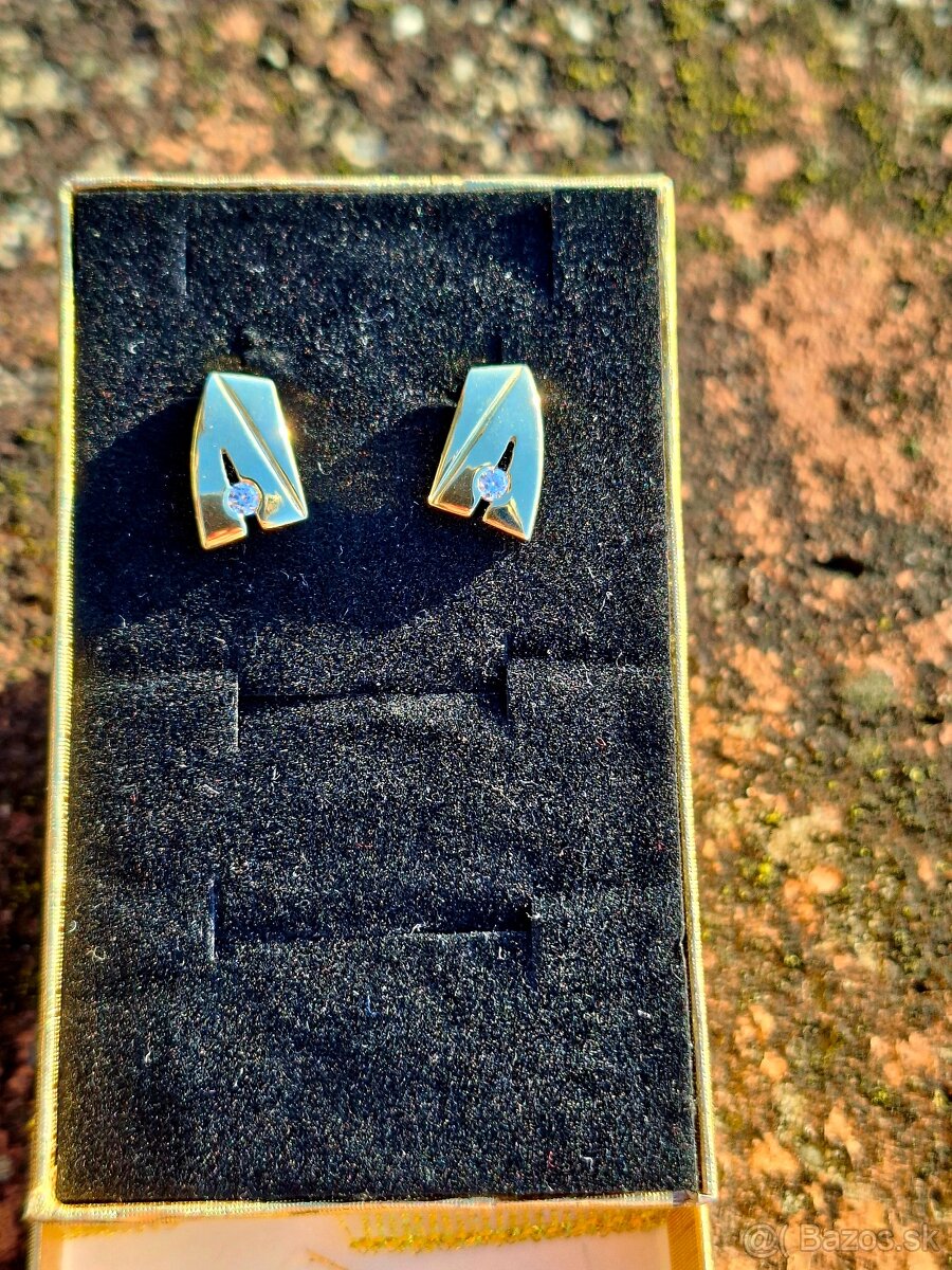 Zlate nausnice s kamienkom krasne 585 - 5