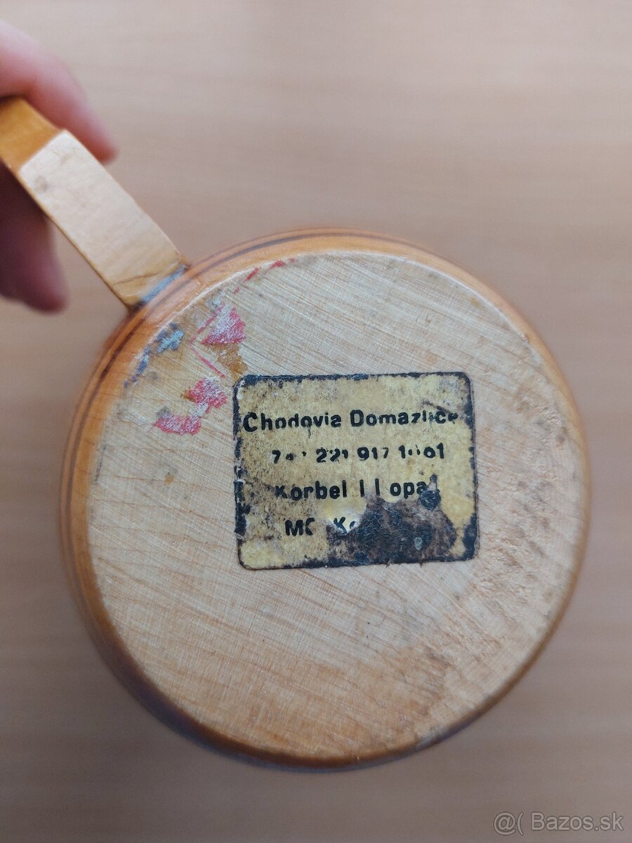 Starý drevený džbán / žejdlík - zdobený - 5