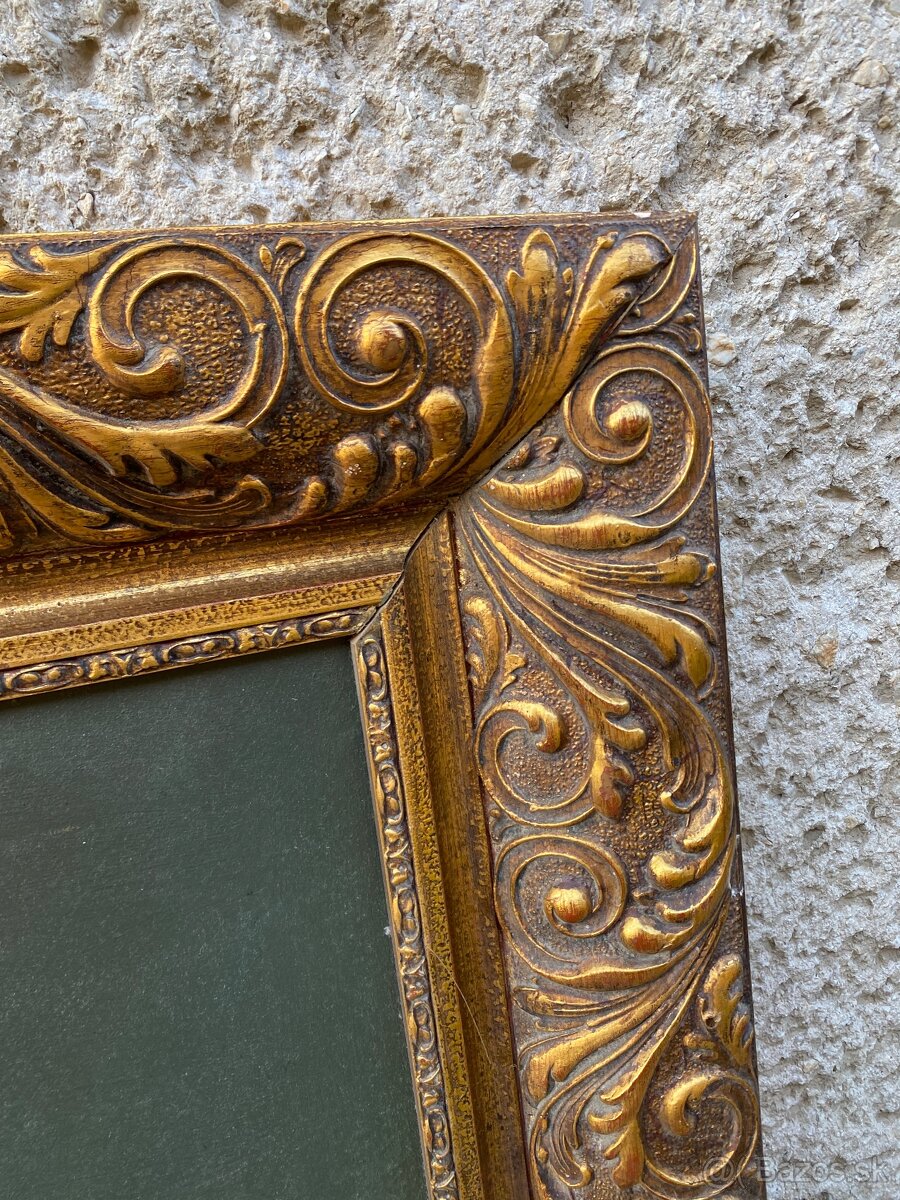 Starý obraz s rámom - olejomaľba na plátne - 5