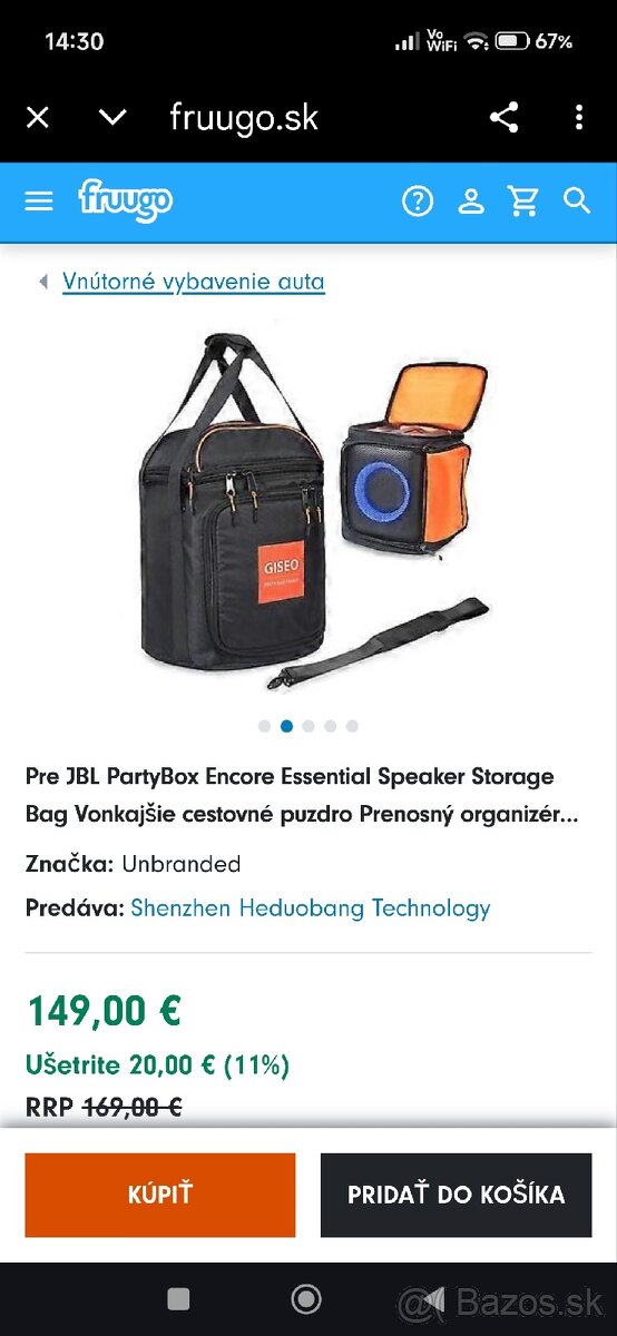 Predám case taška puzdro prenosný obal JBL encore partybox - 5