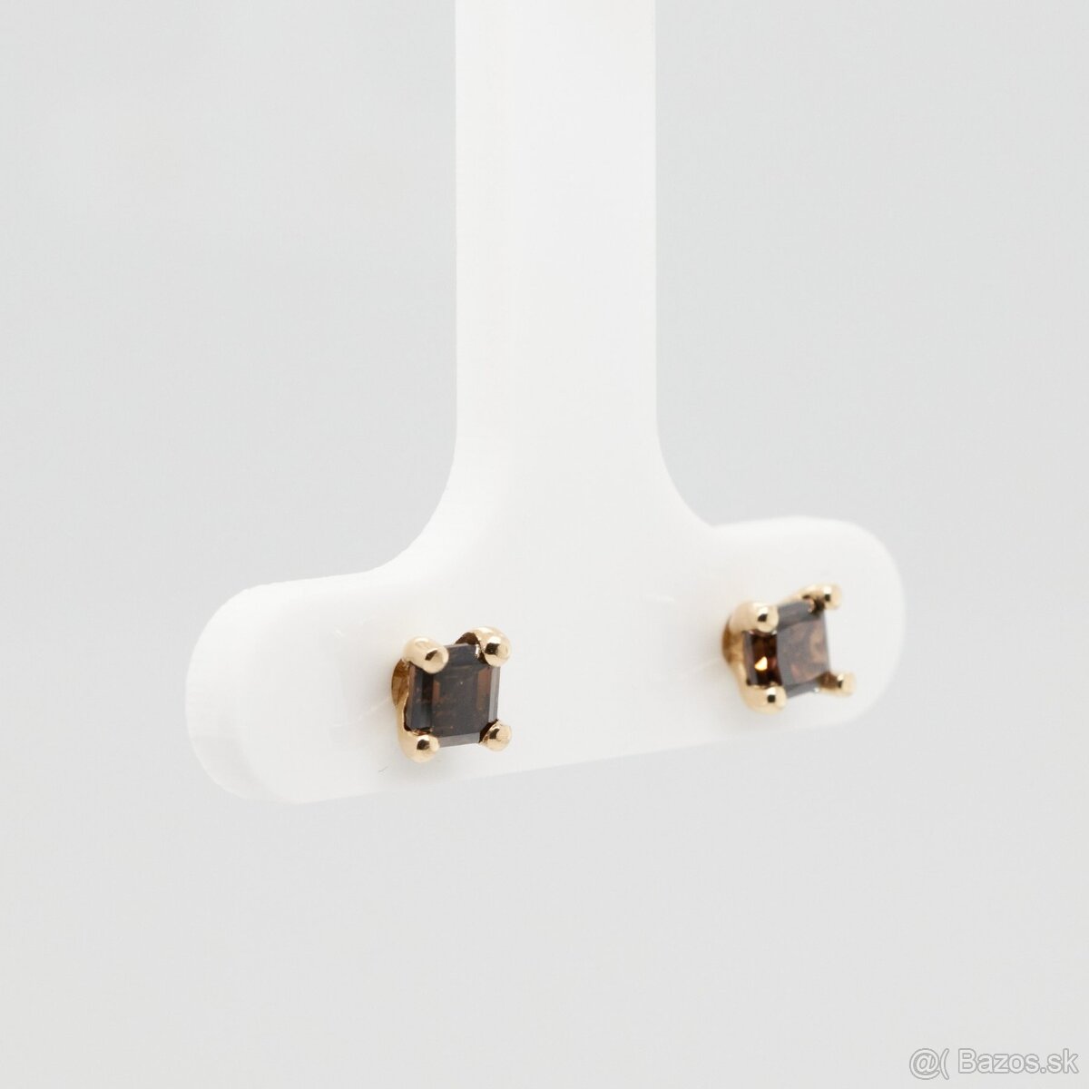 Zlaté napichovacie náušnice s FANCY diamantmi - 5
