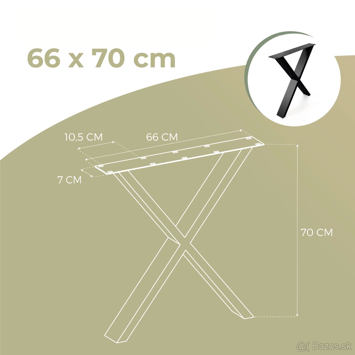 Stolové nohy, kovové v tvare X čierne 2 ks - 5