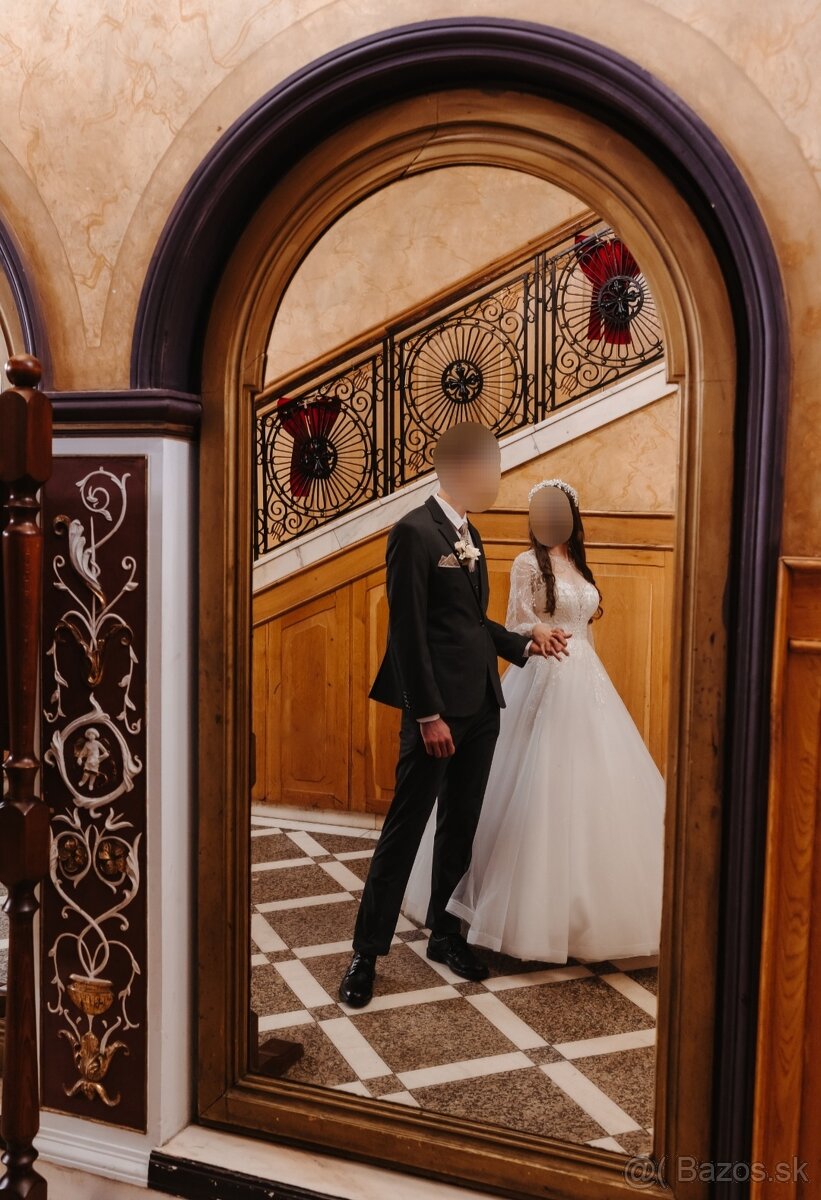 Biele nadýchané svadobné šaty - 5