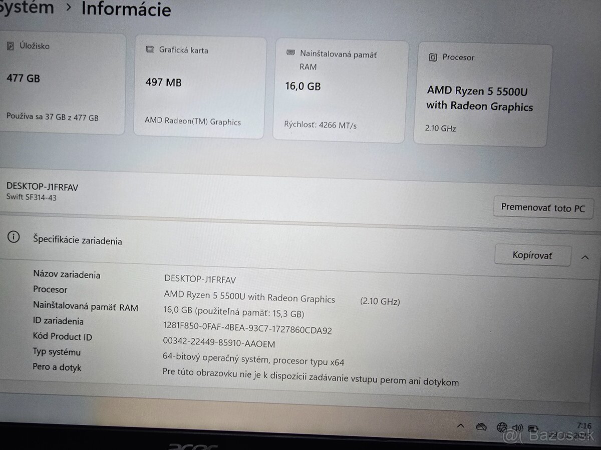 Kovovy Acer swift 14 model 2025 v super stave len velmi malo - 5