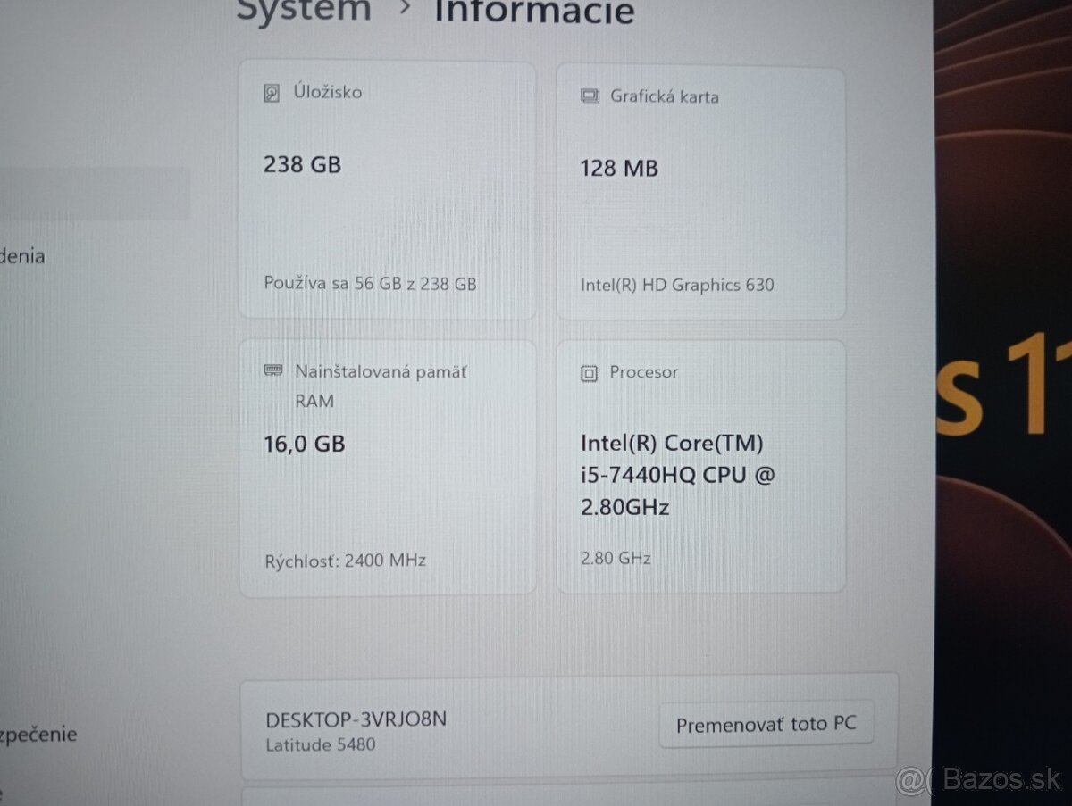 Dell latitude 5480 , Intel® Core™i5 , 16gb ram , 256gb ssd - 5
