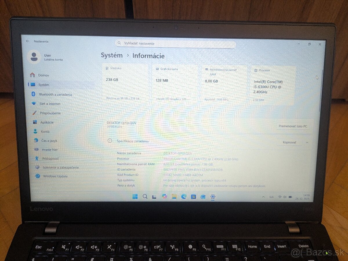 Lenovo Thinkpad T460s (Core i5 / 8 Gb RAM / 256 SSD) - 5