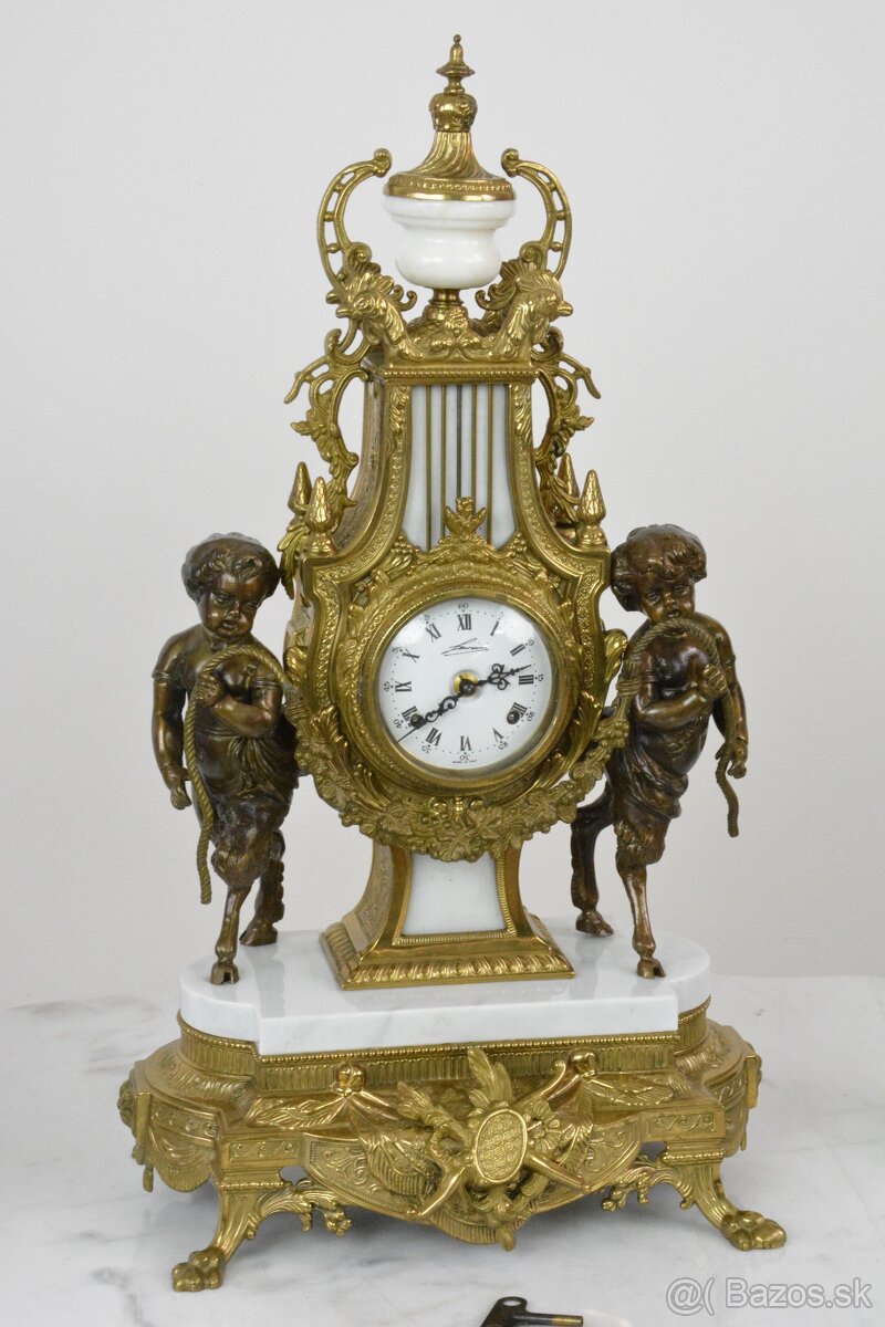 Starožitné krbové hodiny FHS s kentaury+svícny XXL - 5