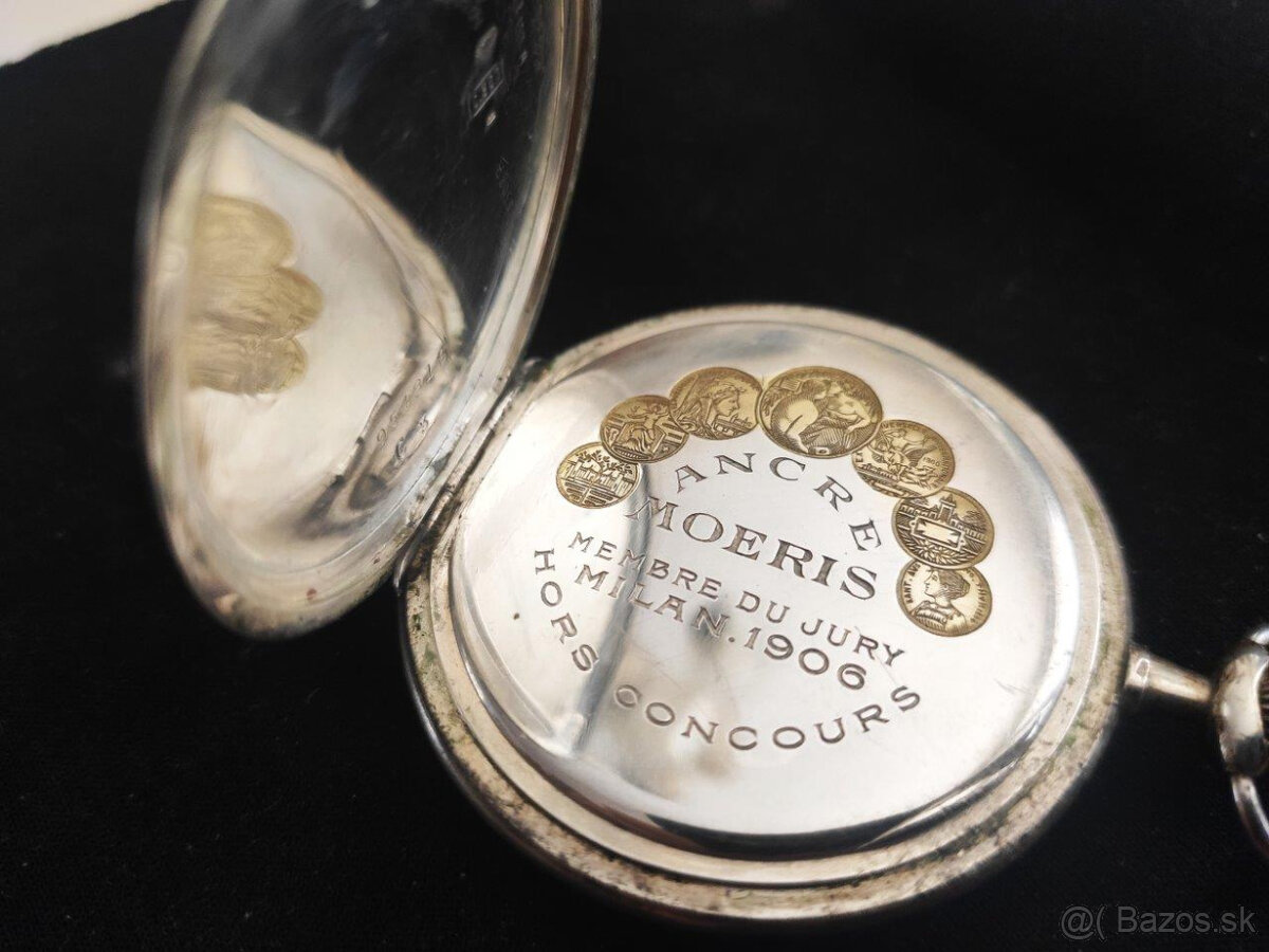 MOERIS swiss pánske vreckové strieborné hodinky - 5