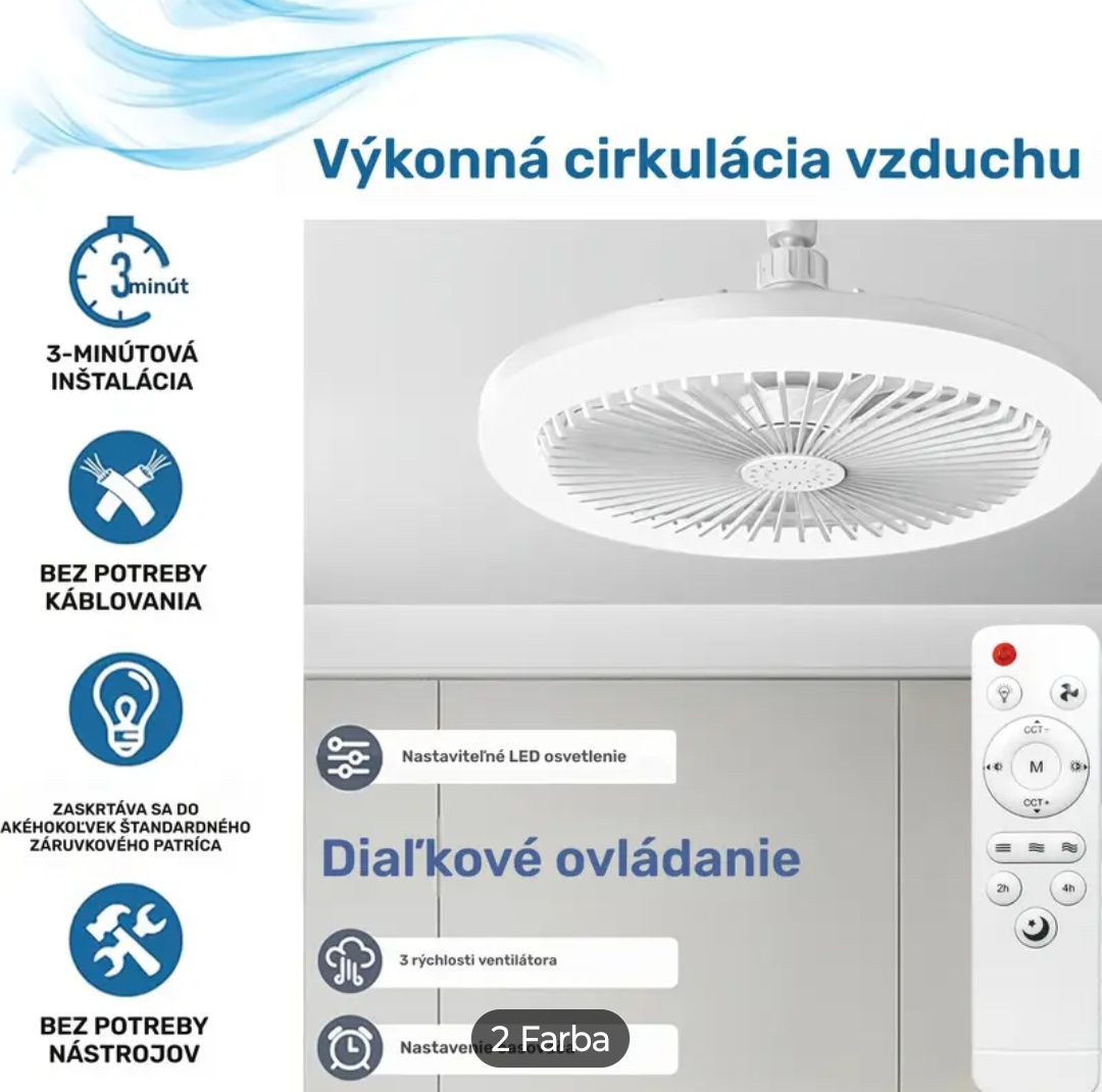 10-palcový E27 zásuvkový inteligentný ventilátor so svetlom - 5