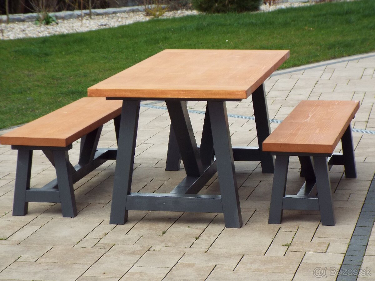 Záhradný masívny nábytok, Stôl, Lavice, Sedenie DOPRAVA SR - 5