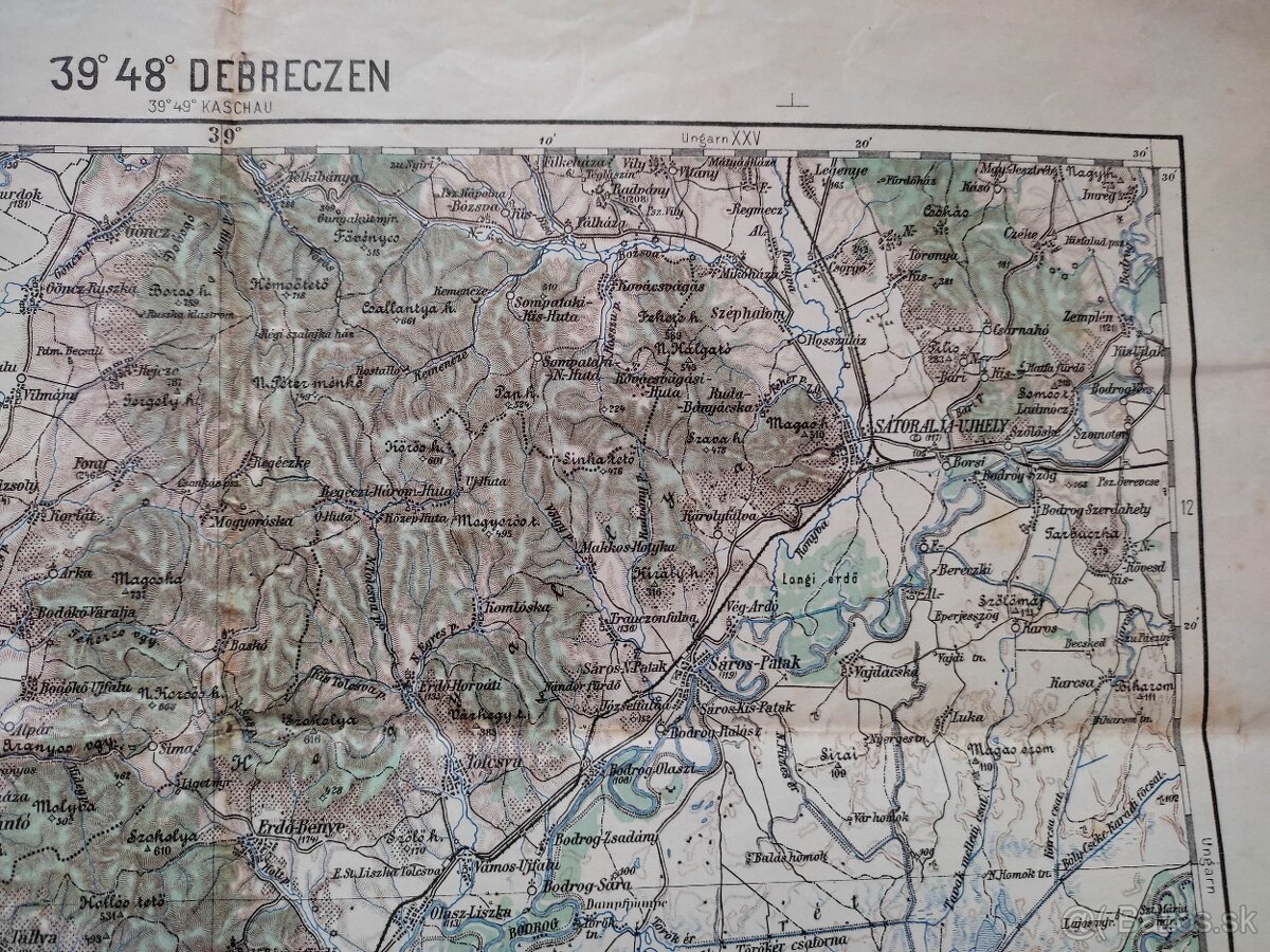 Stara mapa originál Rak.-Uhorsko 1908 Zemplín - 5