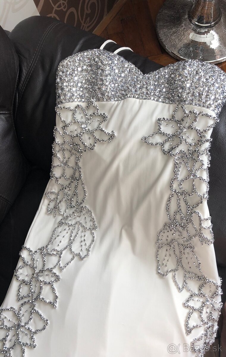Luxusné svadobné / spoločenské šaty – ručne zdobené - 5