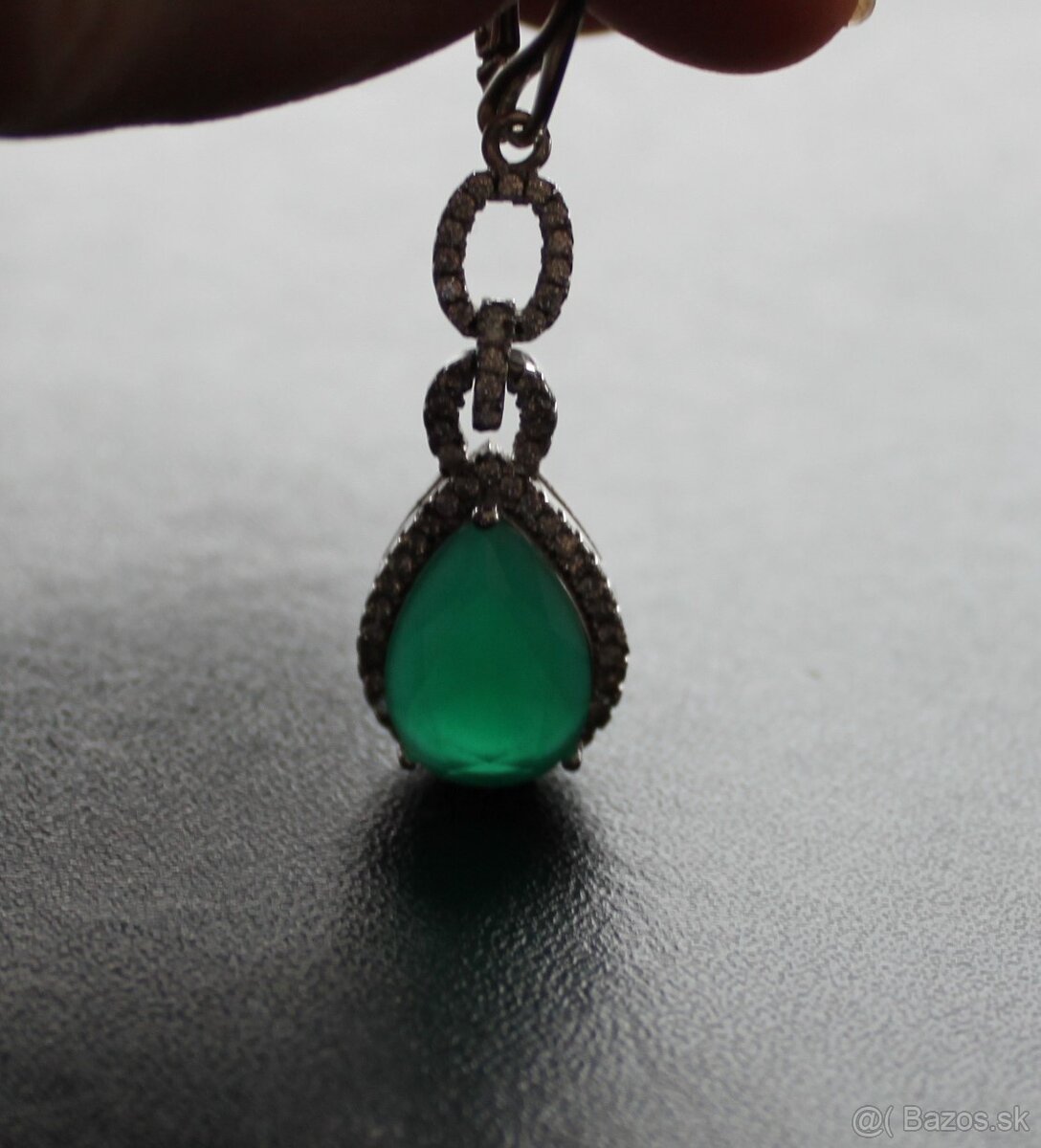 Prsteň a náušnice zelený jadeit - 5