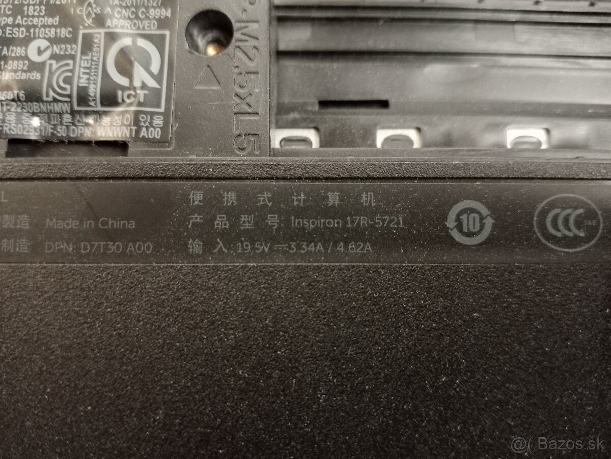 predám nefunkčný notebook Dell Inspiron 17R 5721 - 5