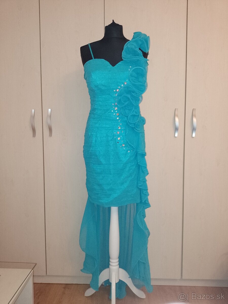 Tyrkysové spoločenské šaty - 5