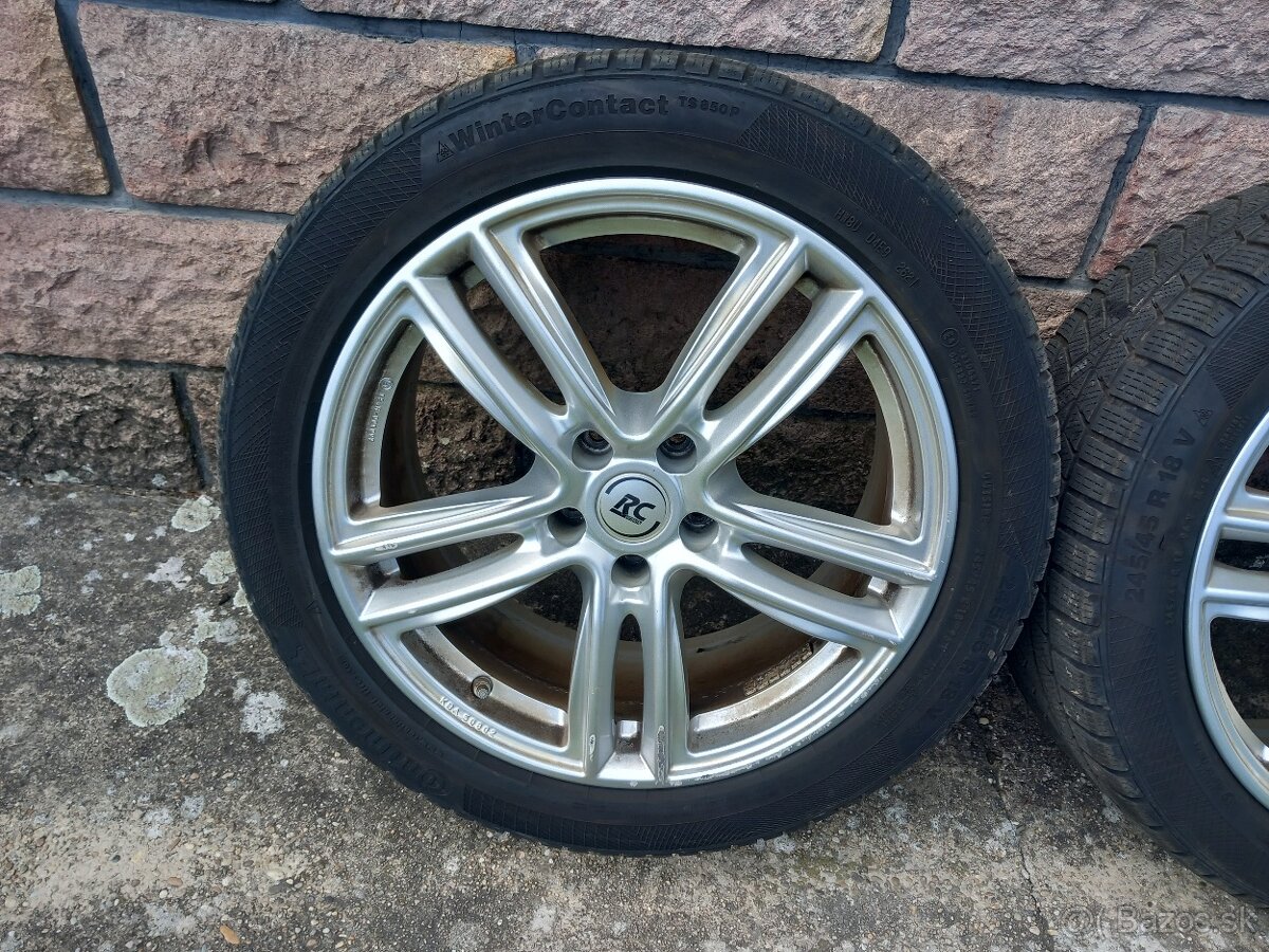Predám 18" Al disky Brock RC27 s TPMS,Continetal 245/45 R18 - 5