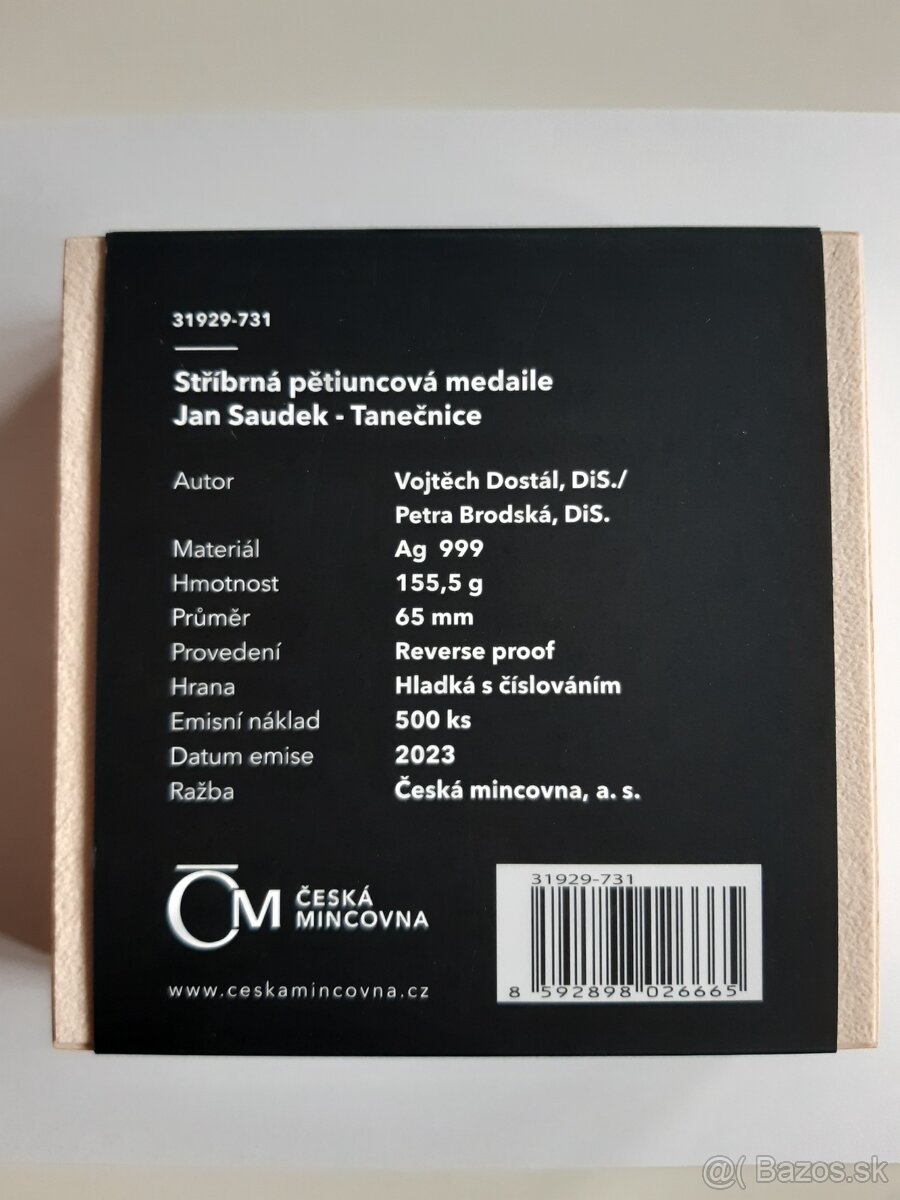 Strieborná päťuncová medaila Jan Saudek - Tanečnica - 5