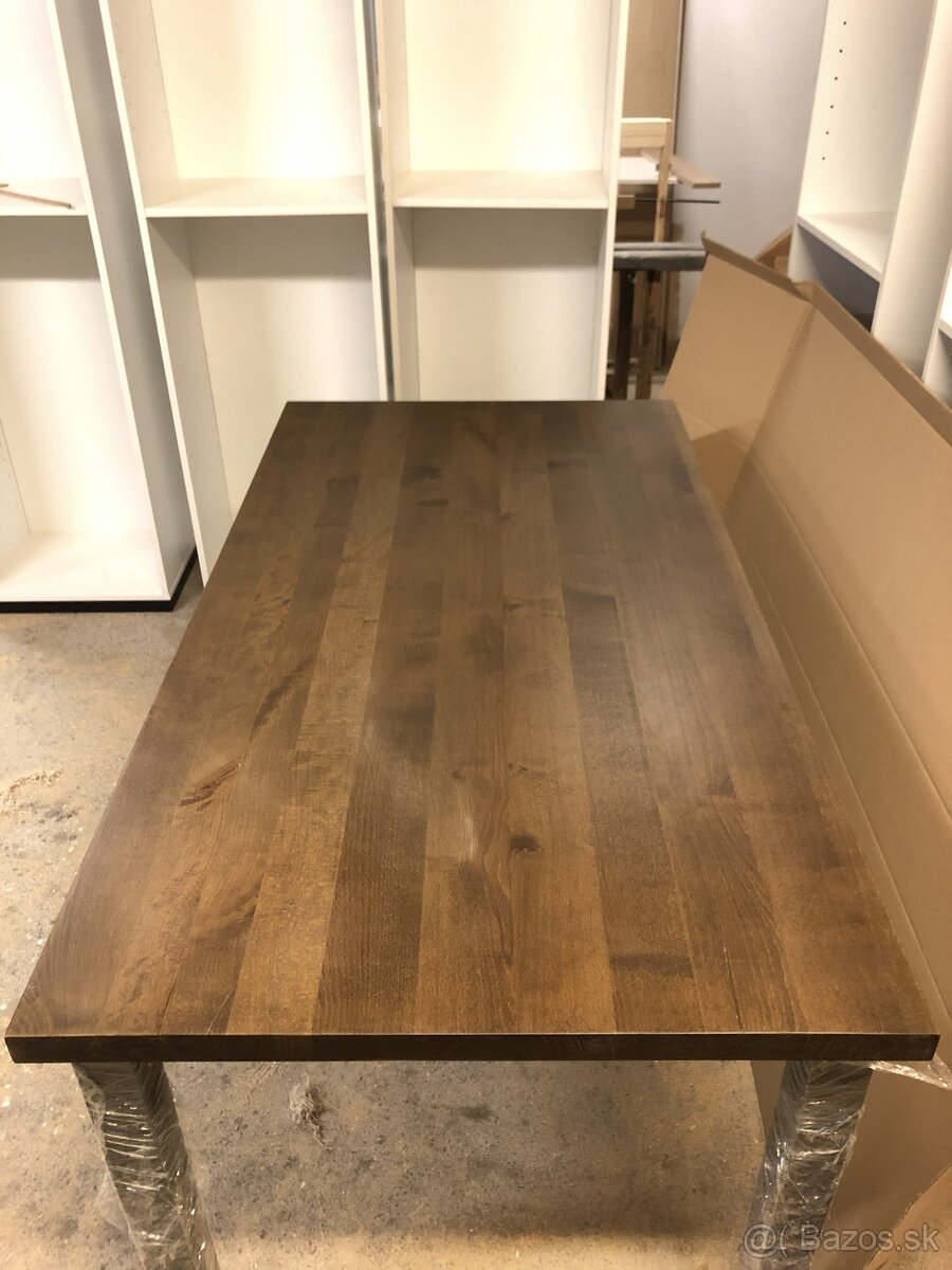 Masívny bukový stôl 160×85 cm-ručná výroba-morený - 5