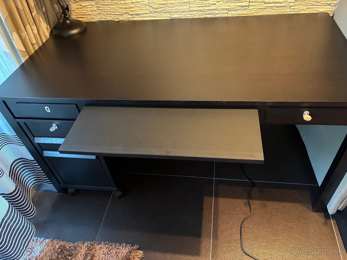 Elegantný veľký čierny pracovný stôl + šuflíkový kontajner - 5