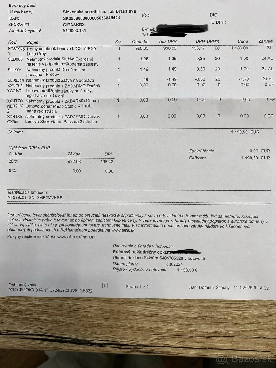 Predám herný notebook Lenovo - 5