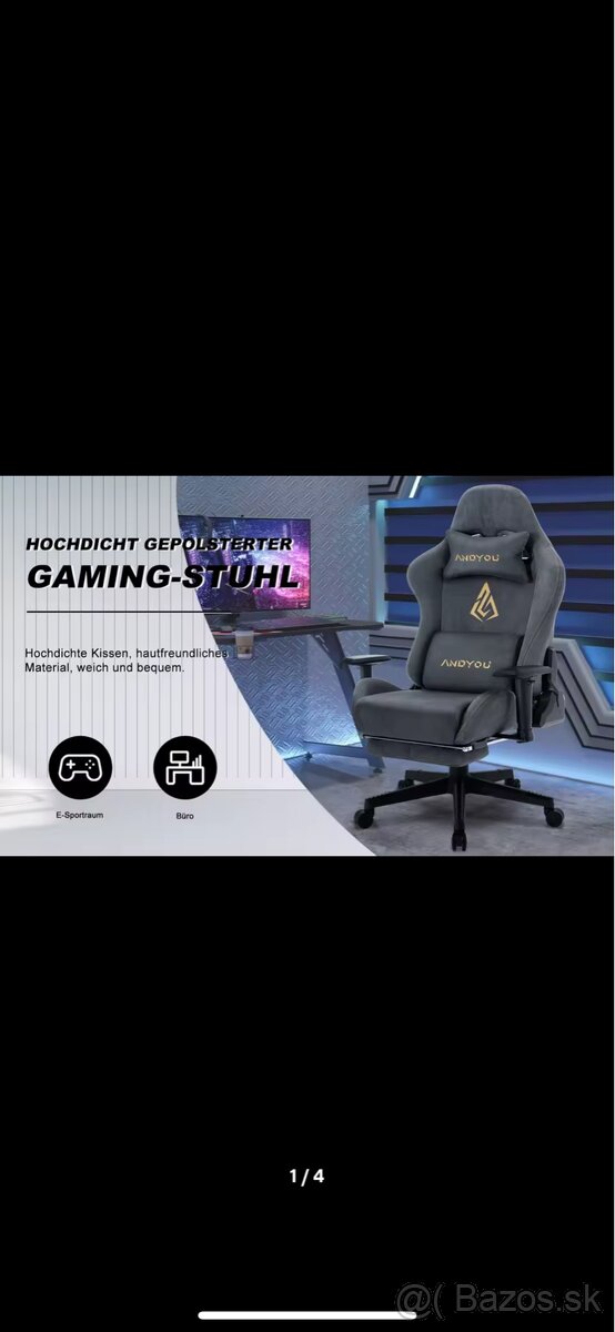 Nová herná / PC stolička ANDYOU – červená, s podnožkou - 5