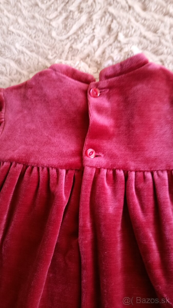 Zamatové ruzové detské saty na 3-4 roky . - 5