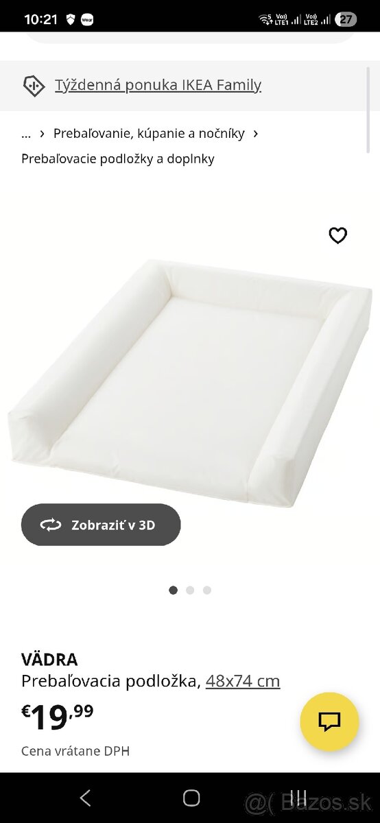 Prebaľovací pult,, biela farba, IKEA - 5