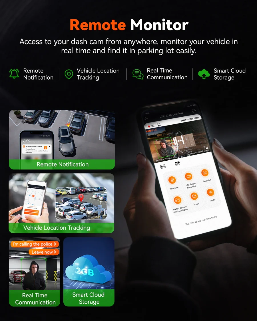 VanTrue E360 Dashcam 5.2K Panorama - palubná kamera - 5