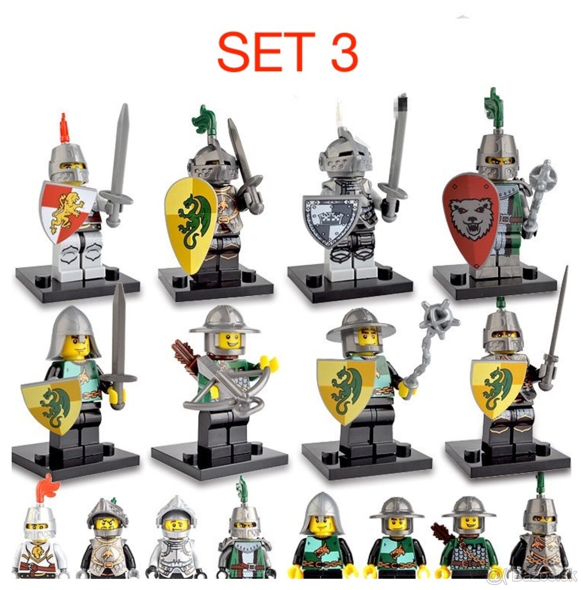 Figúrky Rytieri 1 (8ks) - typ lego, nové, nehrané - 5