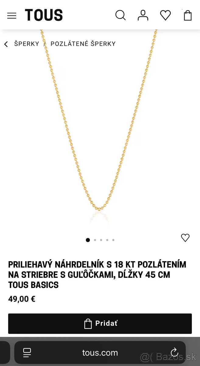 Náhrdelník TOUS s 18 KT pozlátením + prívesok TOUS s 18k ruž - 5