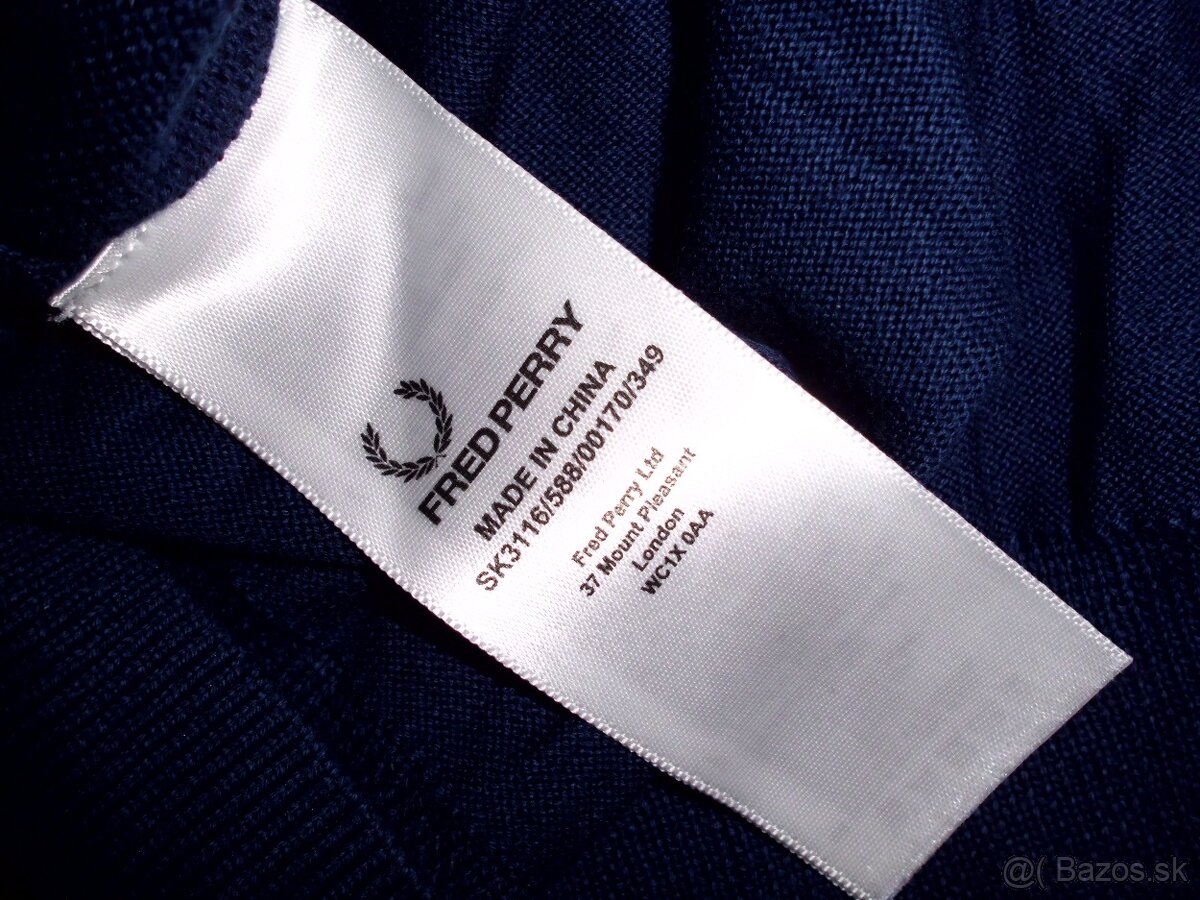 Fred Perry pánsky sveter tmavomodrý bavlna XL - 5