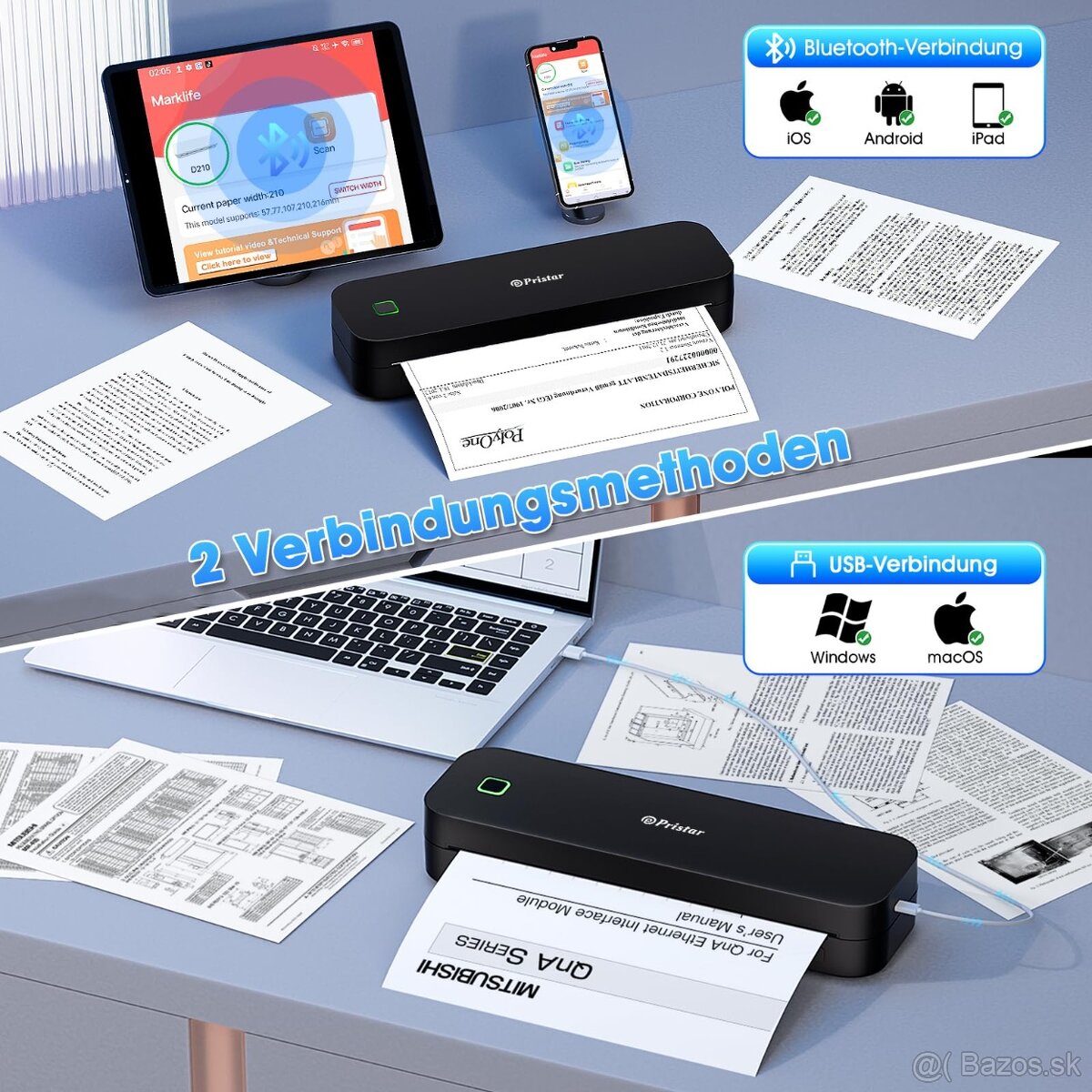 Prenosná termálna tlačiareň Pristar D210 A4 pre iOS/Android - 5