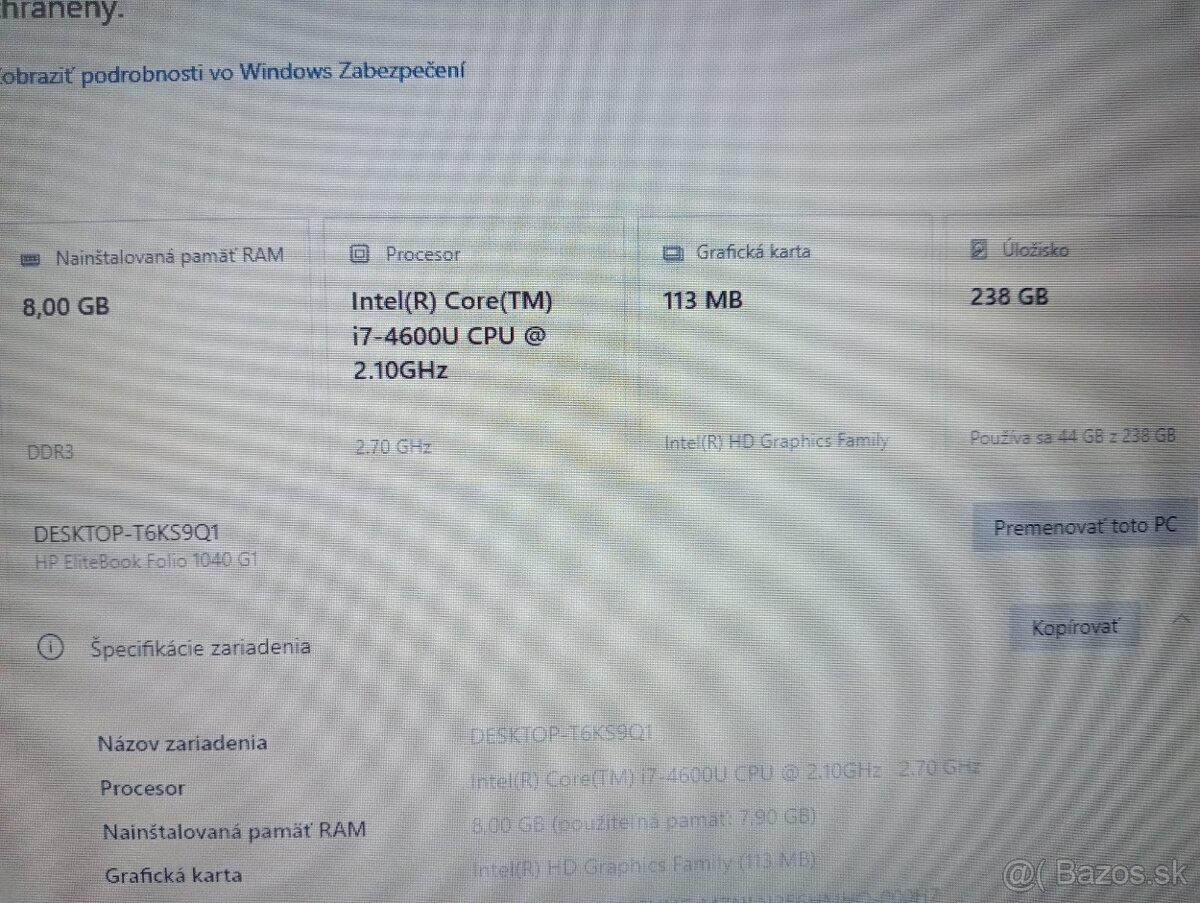 Hp elitebook Folio 1040 G1 , Intel® Core™i7 ,8gb ram , ssd - 5