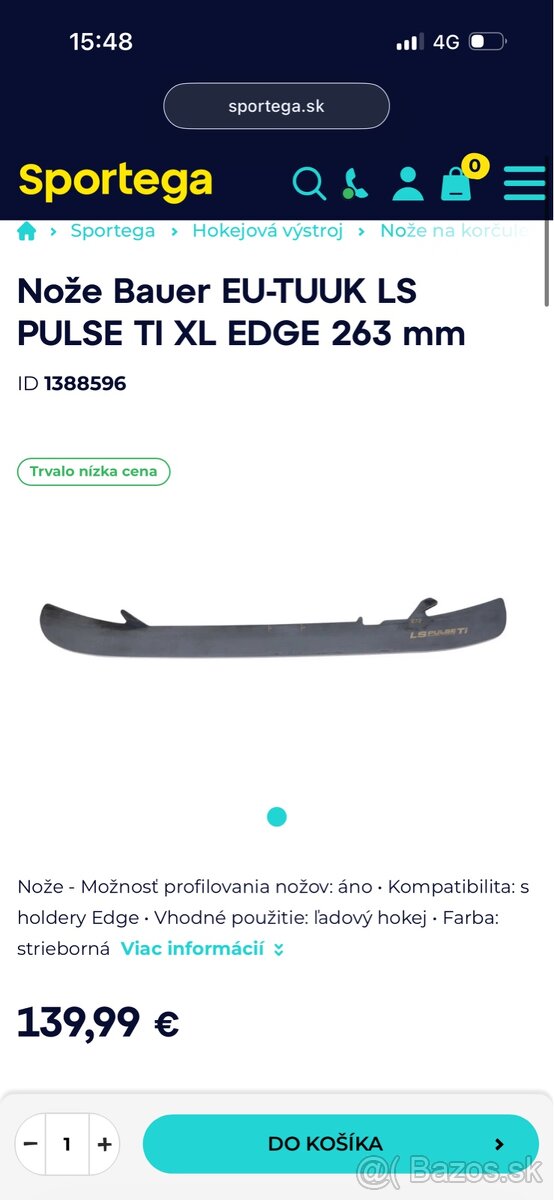 Nože Bauer EU-TUUK LS PULSE TI XL EDGE - 5