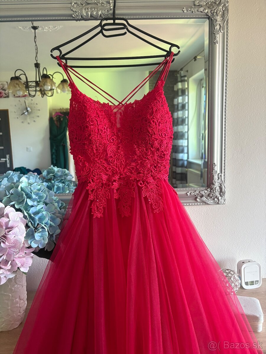 Červené spoločenské šaty 38/M - 5
