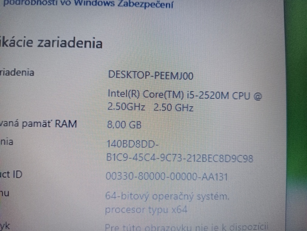 predám Hp elitebook 8470p , Intel(R) Core™i5 , 8gb ram ,ssd - 5