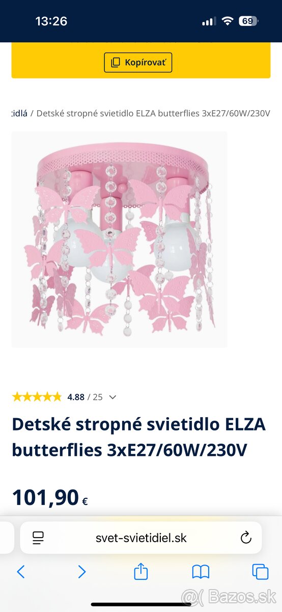 Stropné svietidlo s motýľmi - 5