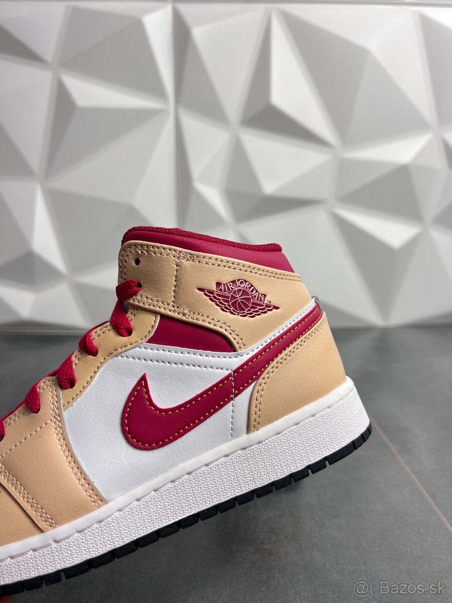 Nike Air Jordan 1 Mid Light Curry Cardinal - 5