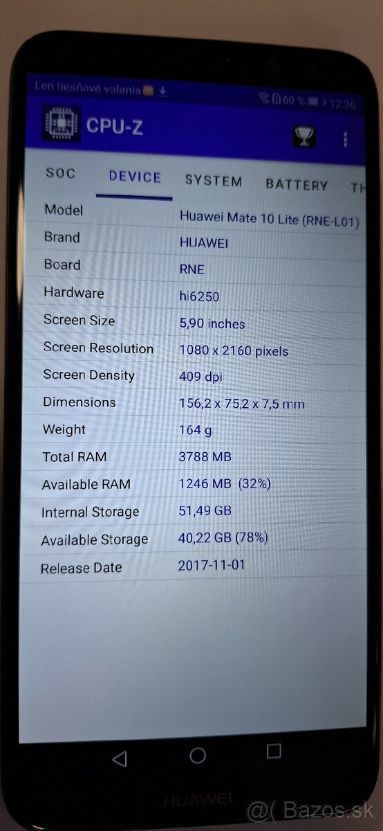 Predám mobilný telefón HUAWEI Mate 10 Lite RNE-L01 - 5