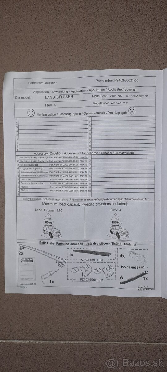 Originálne priečne nosiče na toyotu
