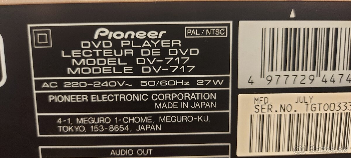 Predám DVD prehrávač Pioneer DV-717 - 5