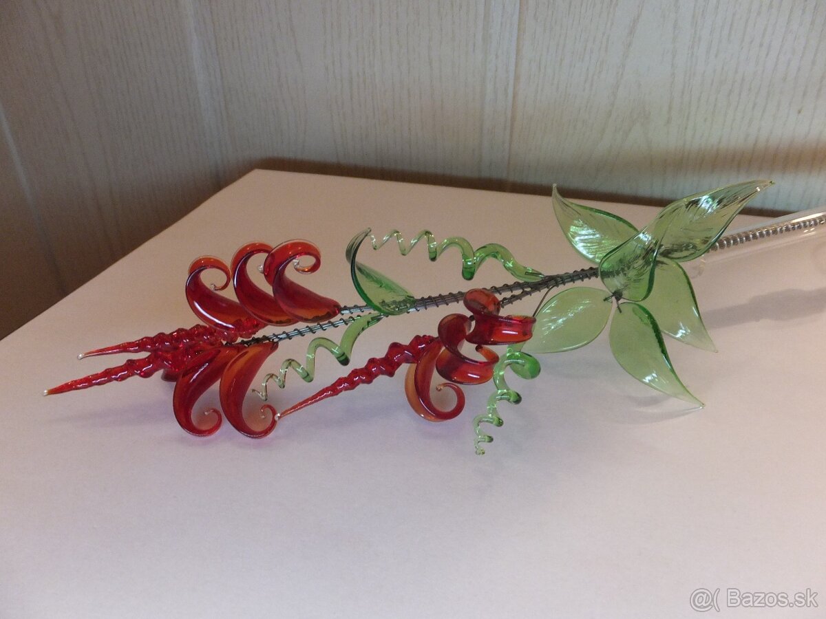 Starožitná krásná skleněná kytička, Jaroslav Brychta ŽBS. - 5