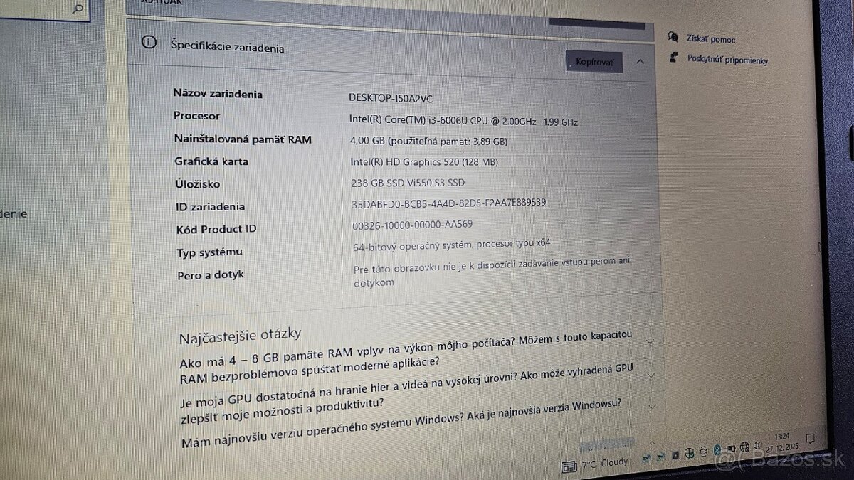 Starší notebook Asus 541 - funkčný, dobrá batéria - 5