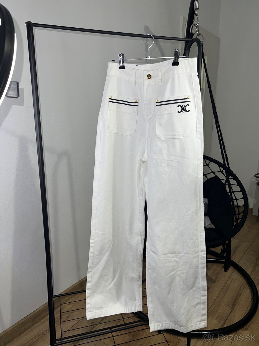 Nohavice high-weist, wide leg - 5