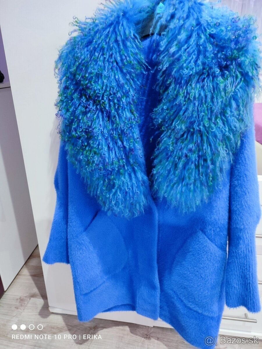 Svetrík/kabátik ALPAKA s pravou kožušinkou+čelenka - 5