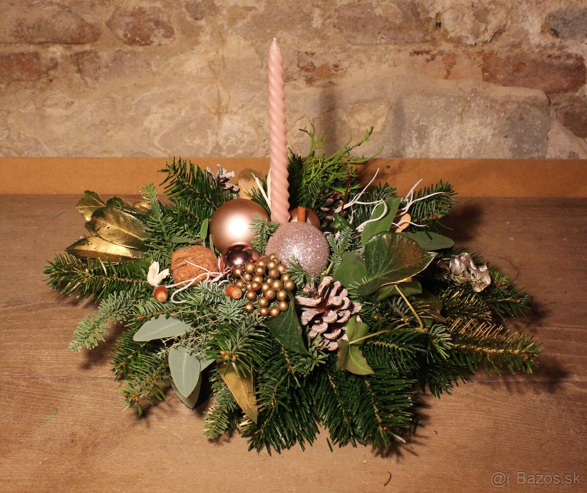 Vianočný svietnik s čerstvej čečiny - 5