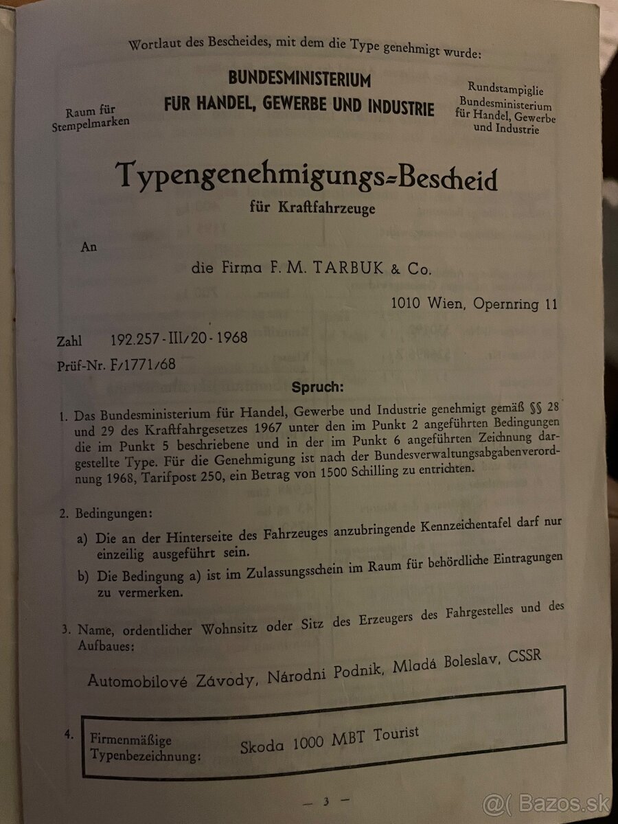 Papiere na Škoda 1000MB - 5