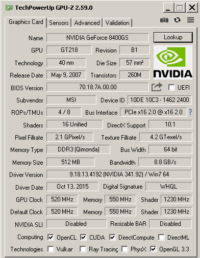 GeForce MSI 8400GS 2x - 5