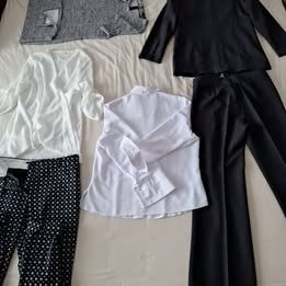 Dámsky sivý oblek, biele košele, nohavice,... - 5