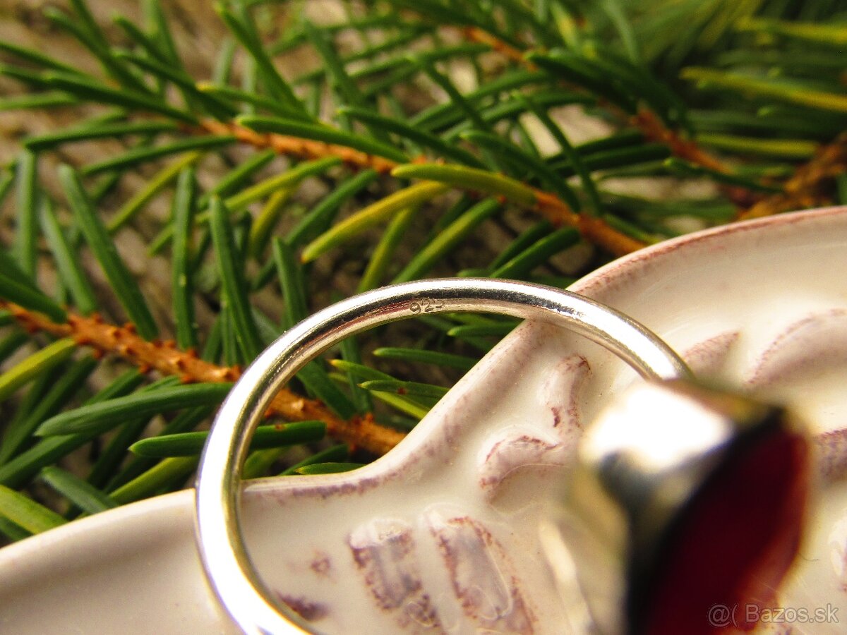 Strieborný prsteň s kameňom Rubín, Ag 925 - 5